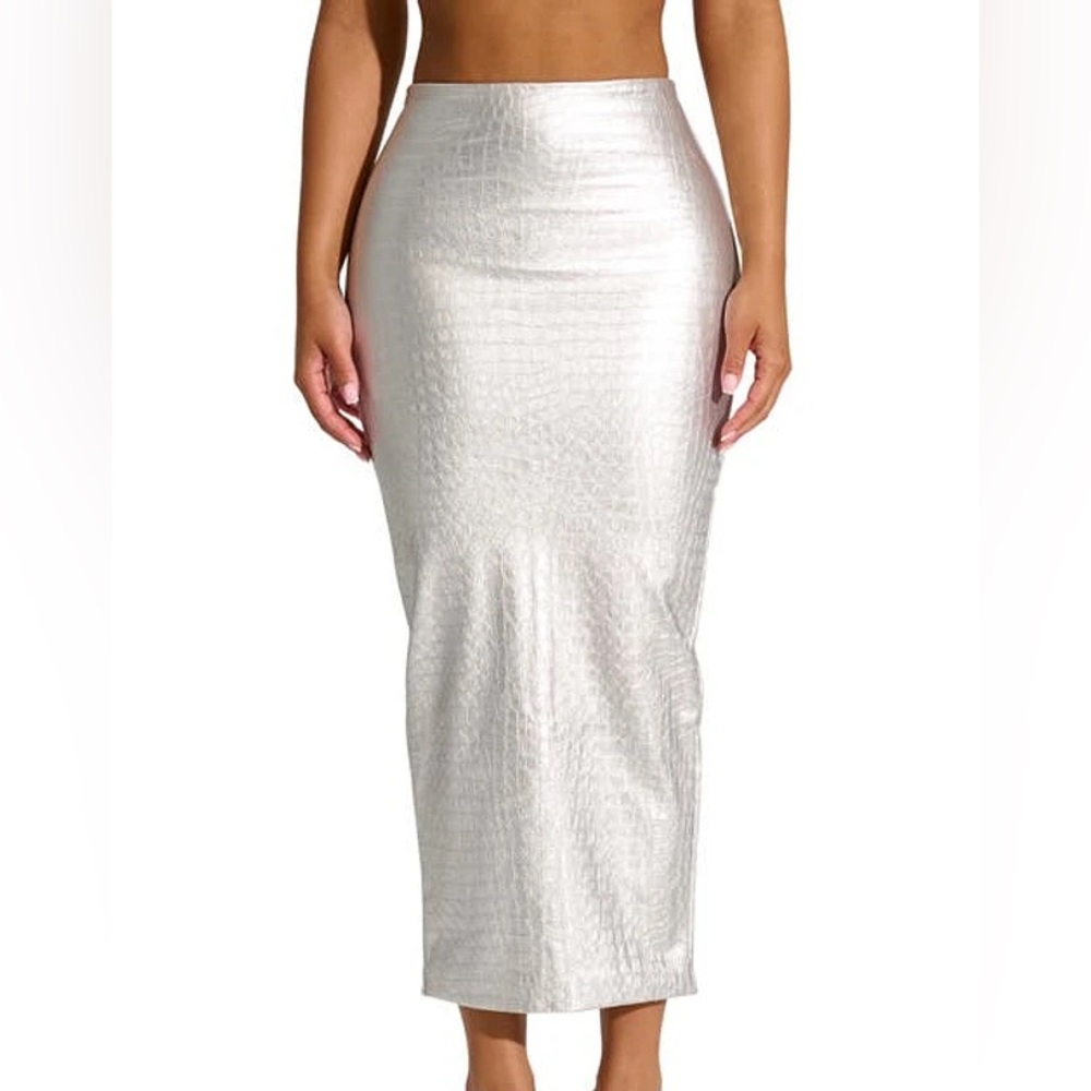 Naked Wardrobe The Crocodile Midi Skirt